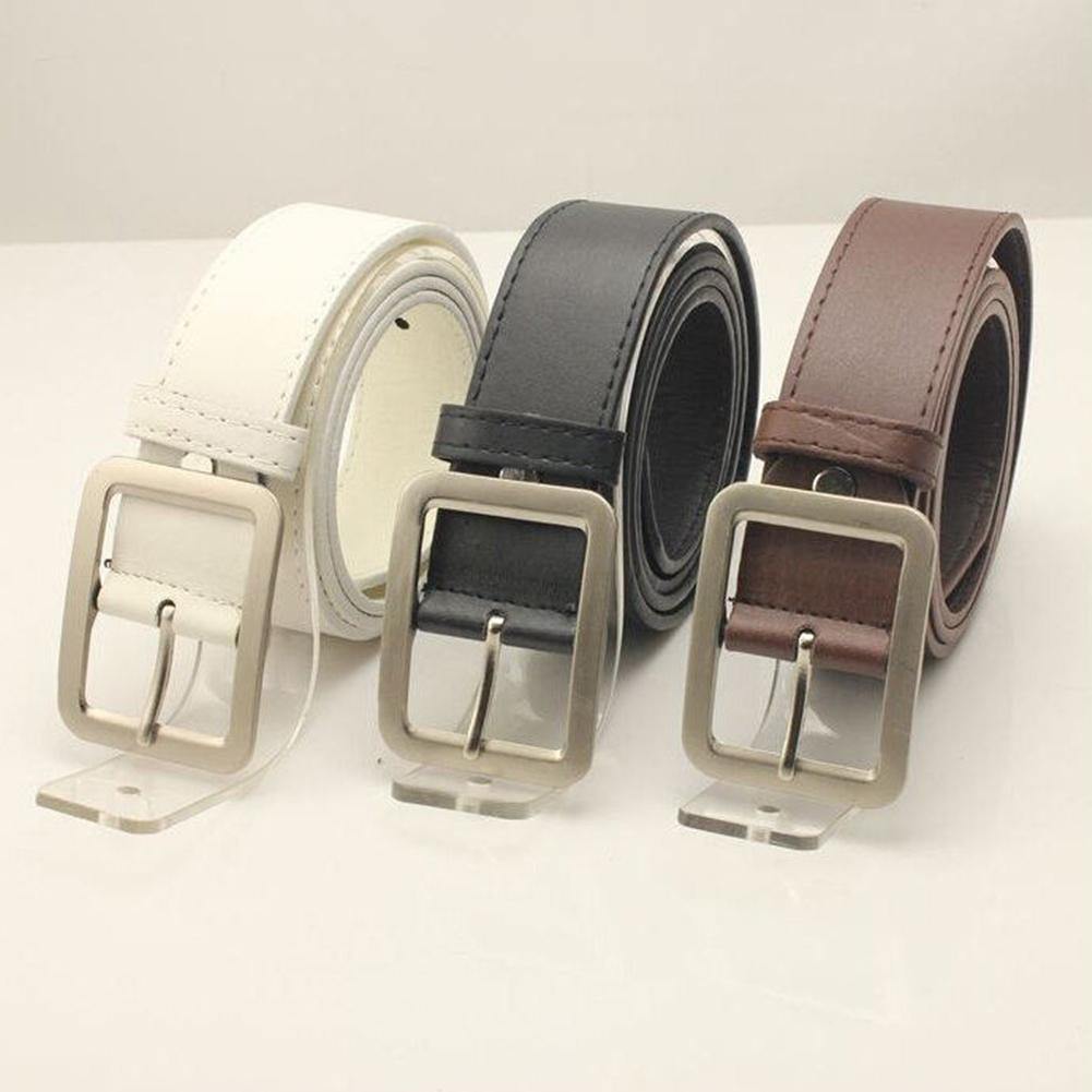 43 Inches Men Women Casual Faux Leather Belts Alloy Square Buckle Waist Strap