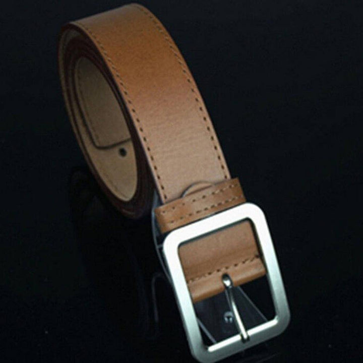 43 Inches Men Women Casual Faux Leather Belts Alloy Square Buckle Waist Strap