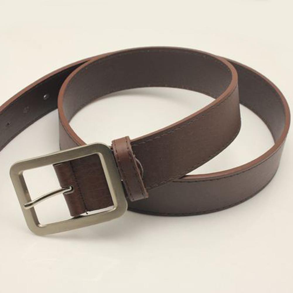 43 Inches Men Women Casual Faux Leather Belts Alloy Square Buckle Waist Strap