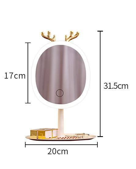 LED Smart Makeup Mirror Antler Design with Wireless Charging