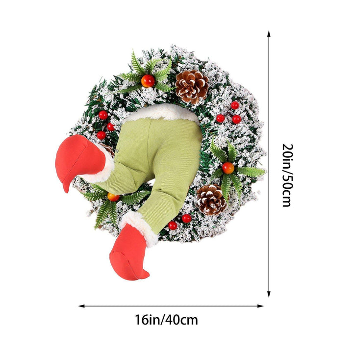 Christmas Thief Stole Burlap Wreath Santa Legs Decoration, Festival Door Wall Family Gifts Reusable Bowknot Hoop - MRSLM