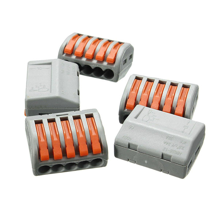 Excellway¬Æ ET25 5 Pins Spring Terminal Block 10Pcs Electric Cable Wire Connectors