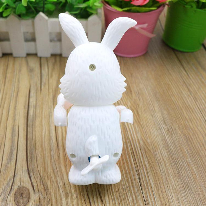 Cartton Rabbit Drumming Clockwork Wind-up Toys for Children Funny Game Educational Baby Birthday Surprises  (White)