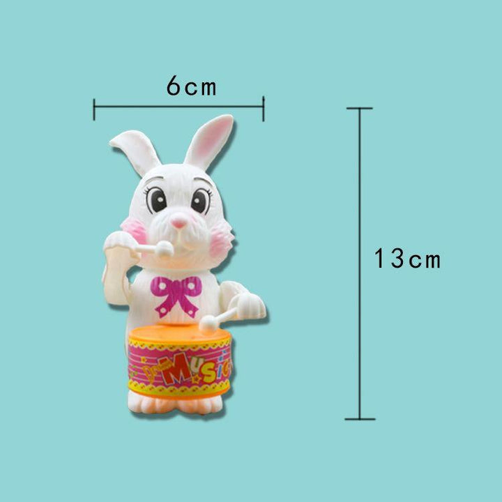 Cartton Rabbit Drumming Clockwork Wind-up Toys for Children Funny Game Educational Baby Birthday Surprises  (White)