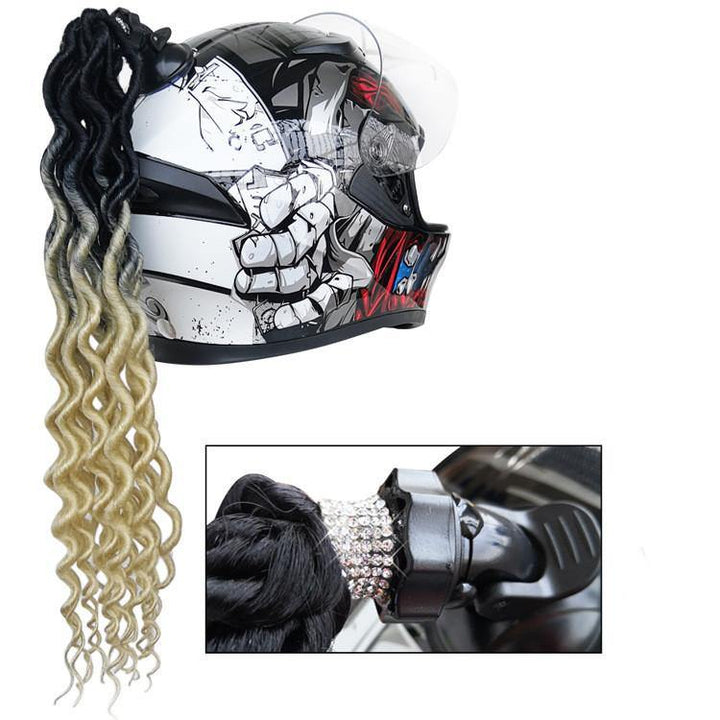 Detachable Helmet Braid Ponytail Wig