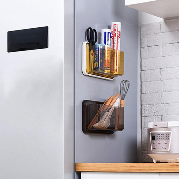 Refrigerator Shelf Magnet Free Perforated Cling Film Storage Rack Tissue Storage Box Side Wall Hanger Storage Box