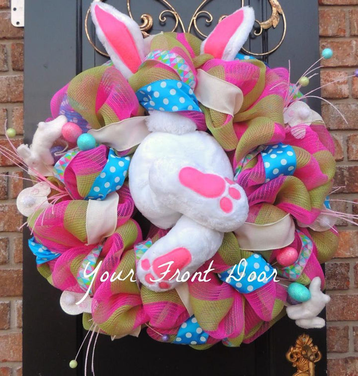 Cute Easter Decoration Rabbit Wreath Lovely Faceless Doll Easter Thief Bunny Butt And Ears Cartoon Rabbits - MRSLM