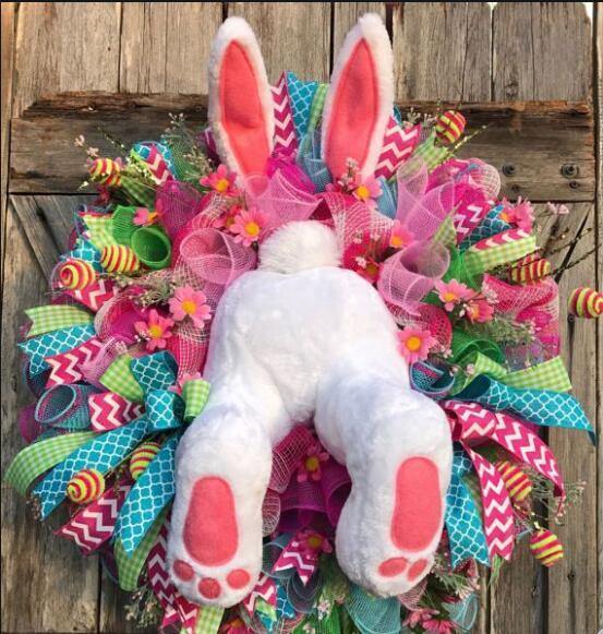 Cute Easter Decoration Rabbit Wreath Lovely Faceless Doll Easter Thief Bunny Butt And Ears Cartoon Rabbits - MRSLM