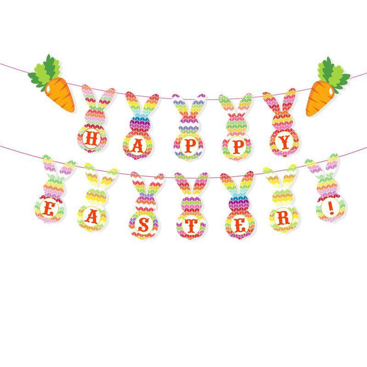 Creative Easter Decorations Banner Bunting Bunny Eggs Pull Flag (A)