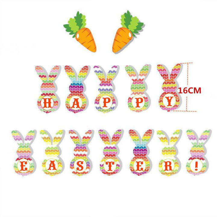 Creative Easter Decorations Banner Bunting Bunny Eggs Pull Flag (A)