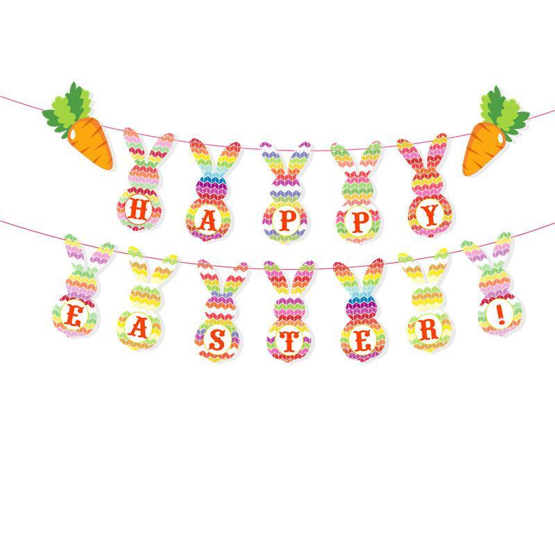 Creative Easter Decorations Banner Bunting Bunny Eggs Pull Flag (A)