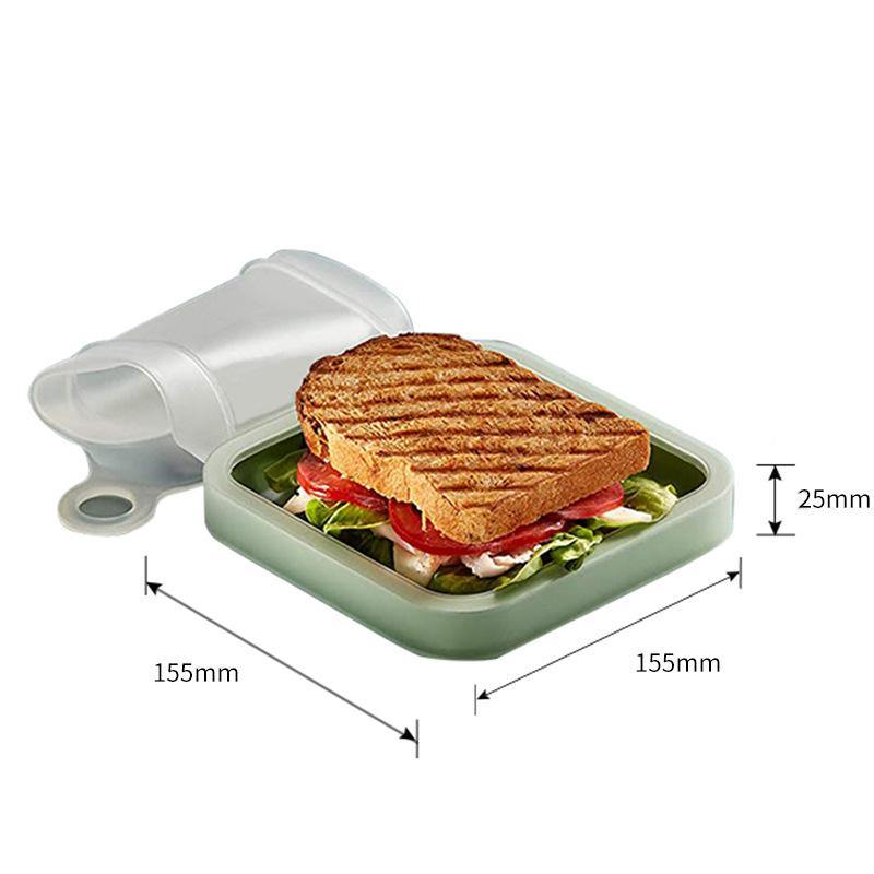 Portable Silicone Sandwich Toast Lunch Box Bento Box Microwave Fridge Food Storage Container Bags  (Green)