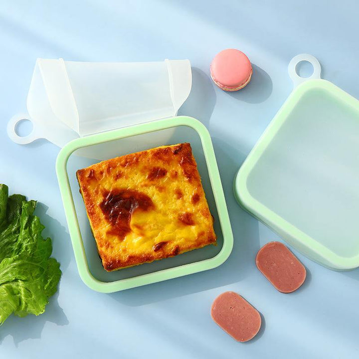 Portable Silicone Sandwich Toast Lunch Box Bento Box Microwave Fridge Food Storage Container Bags  (Green)