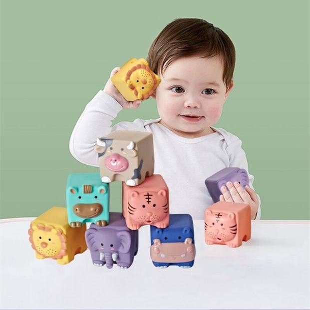 Baby Toys Grasp Ball Sensory Toys Building Silicone Blocks Grasp Toy 3D Silicone Blocks Soft Ball Kid Rubber Bath Cube Baby Toy