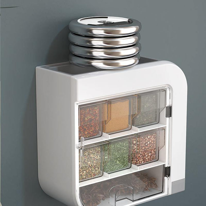 Kitchen Knife Holder Condiment Seasoning Shelf Salt Shaker Multifunctional Wall-Mounted Tableware Storage Box