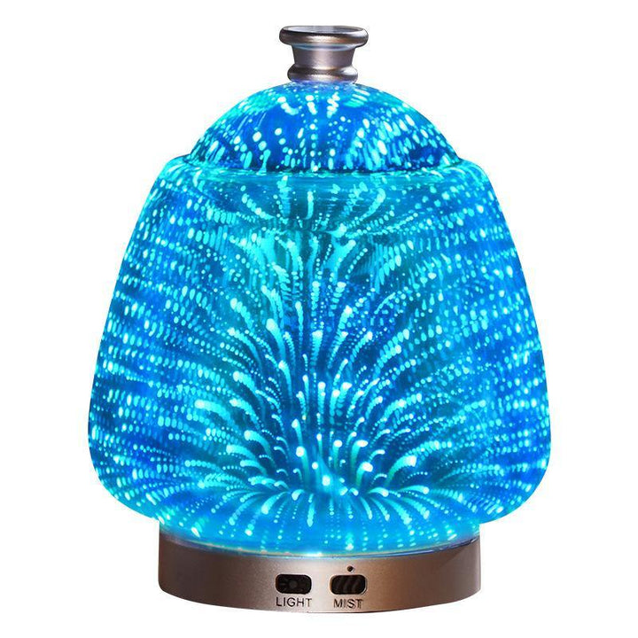 Colorful 3D Fireworks Glass Ultrasonic Essential Oil Aromatherapy Lamp