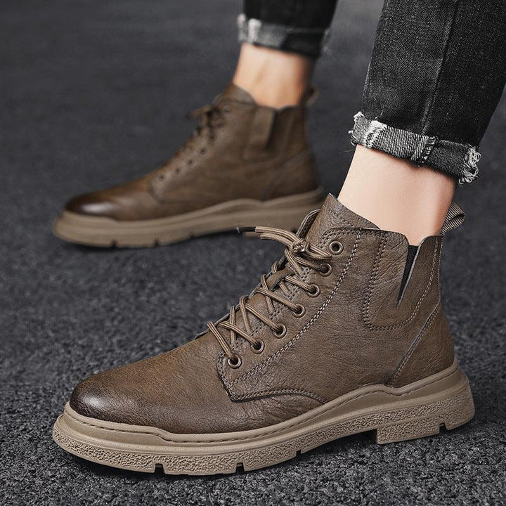 Martin Boots Men's British Style High-top Leather Boots Korean Style Trend