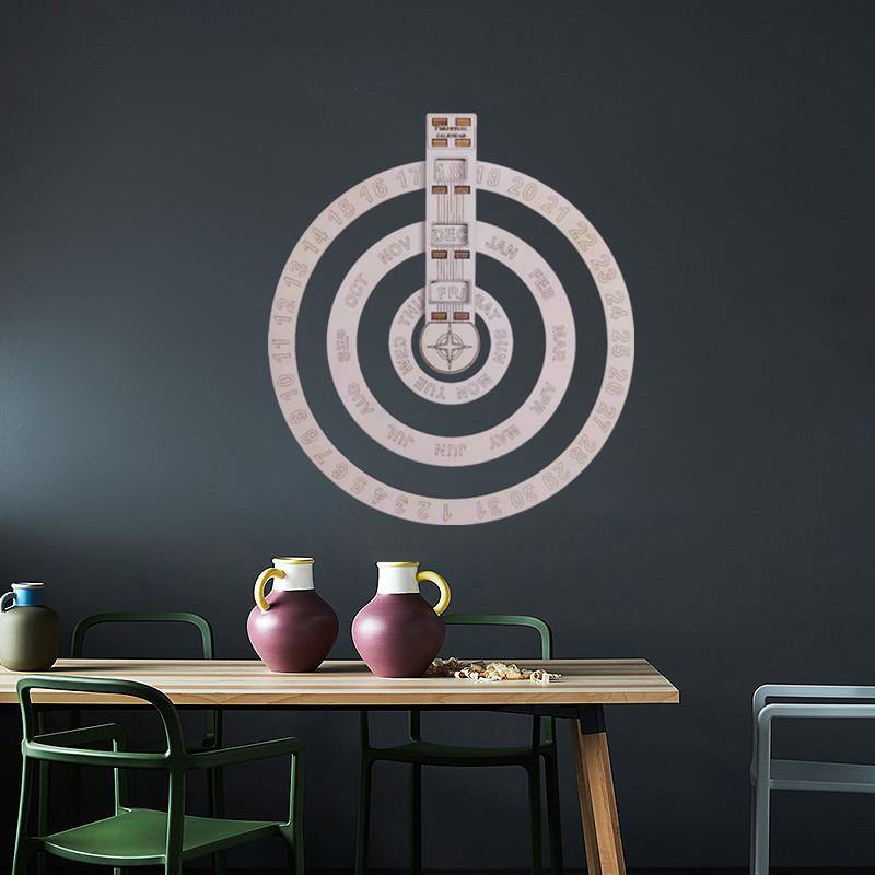 2021 Wooden Wall Calendar  Modern Simple Circular Rotating Design (White)