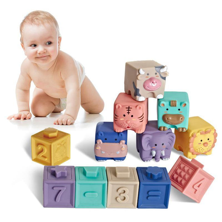 Baby Toys Grasp Ball Sensory Toys Building Silicone Blocks Grasp Toy 3D Silicone Blocks Soft Ball Kid Rubber Bath Cube Baby Toy