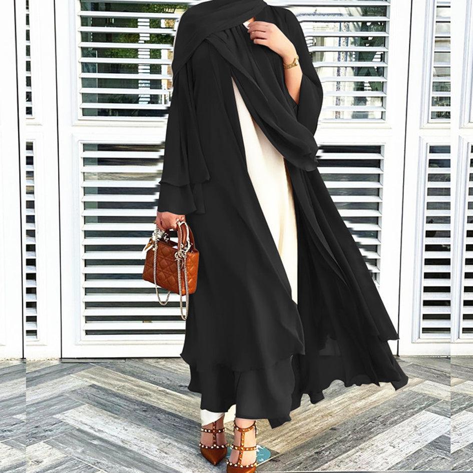 Chiffon Cardigan Robe Lace-up Long Sleeve Loose Outer Burk