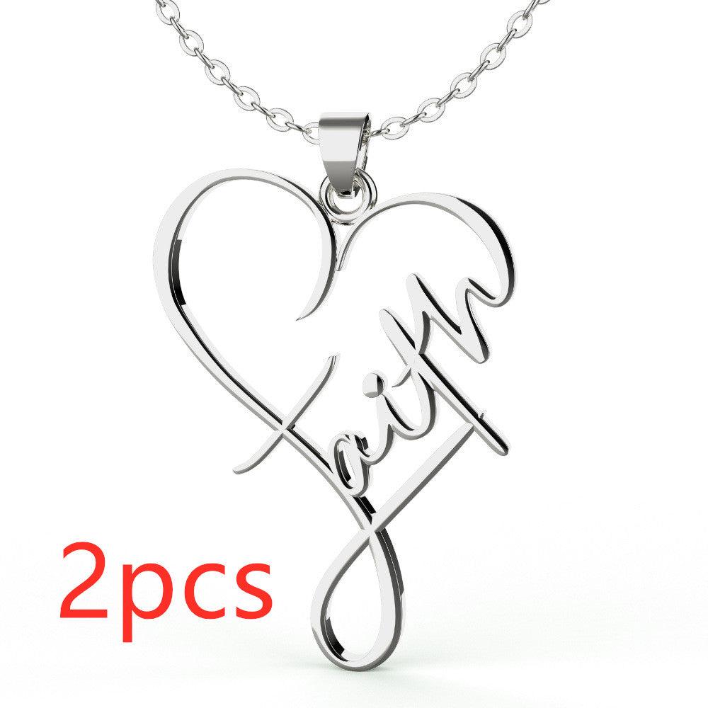 Stylish Heart of Faith Pendant Necklace - European and American Design