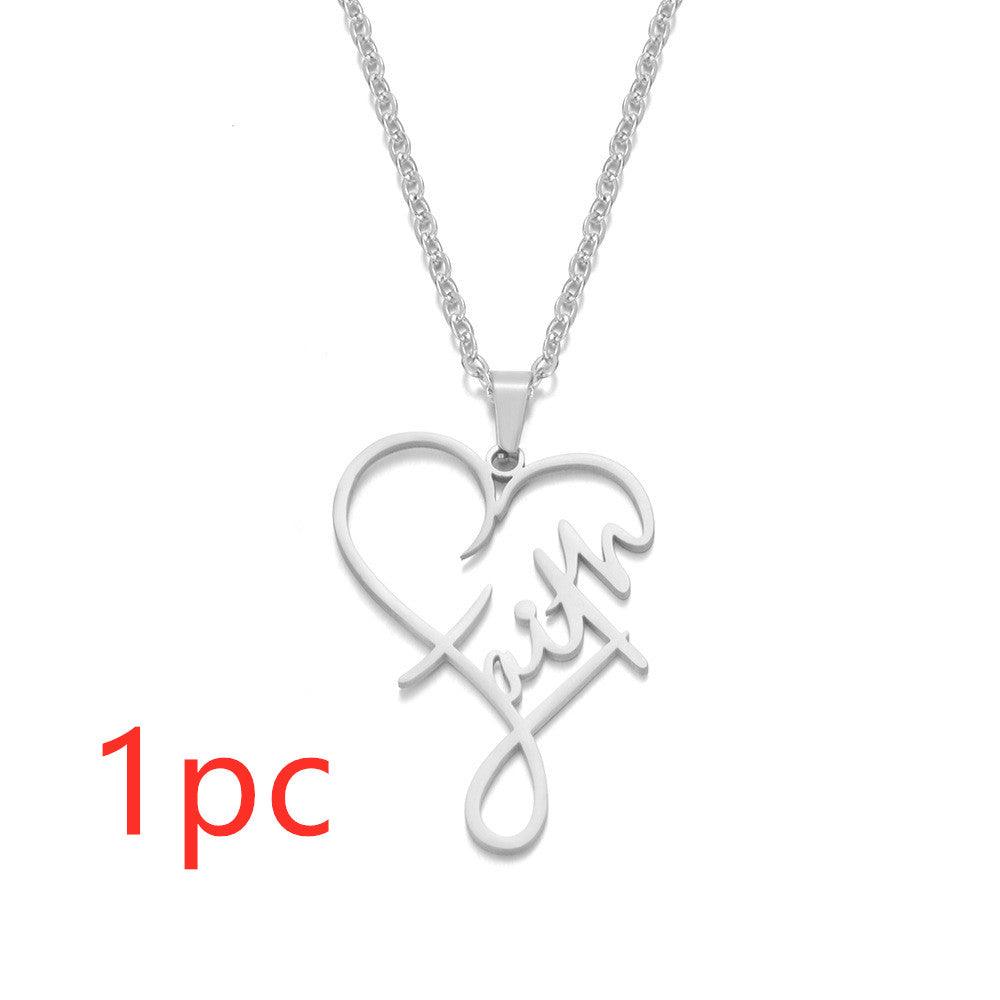 Stylish Heart of Faith Pendant Necklace - European and American Design