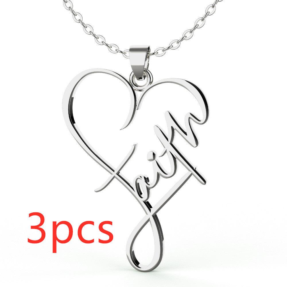 Stylish Heart of Faith Pendant Necklace - European and American Design