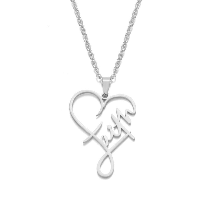 Stylish Heart of Faith Pendant Necklace - European and American Design