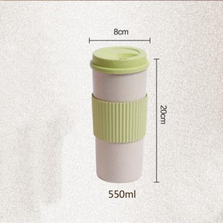 Reusable Coffee Tea Cup Random Color Wheat Straw Mug Coffee Cup with Lid Home Outdoor Water Bottle Travel Insulated Cup - MRSLM