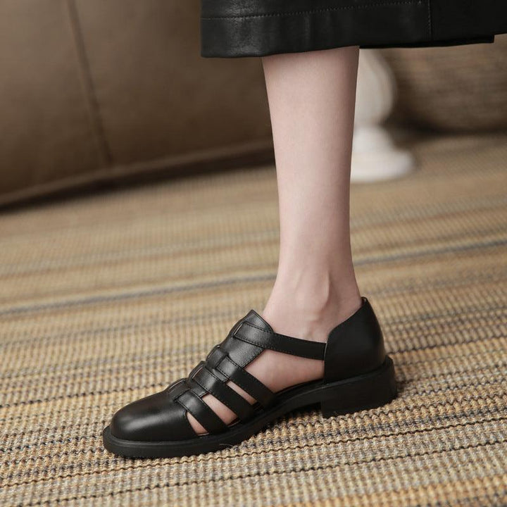 Flat-bottomed Buckle With Hollow Retro Casual Roman Women's Shoes