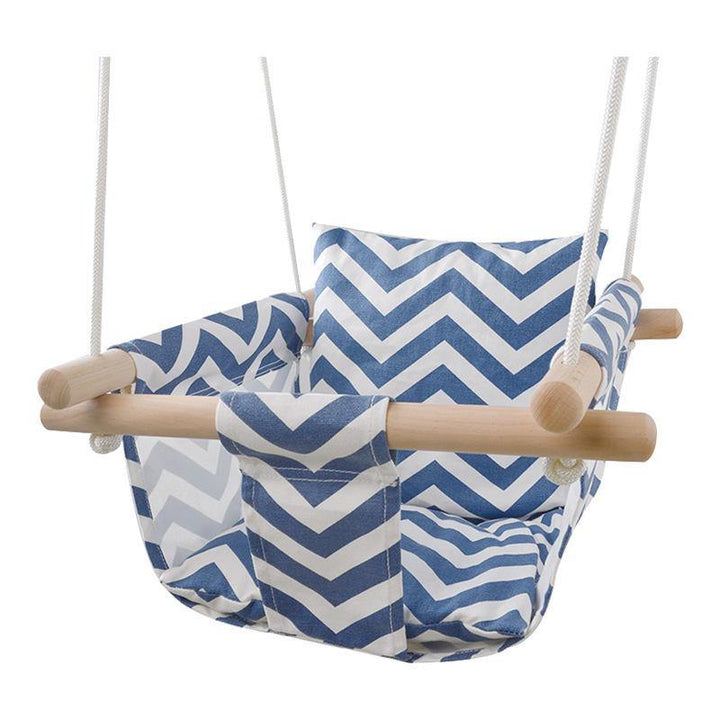 Infant Hanging Chair Child Baby Home Seat Folding Canvas Swing (Blue and white waves) - MRSLM