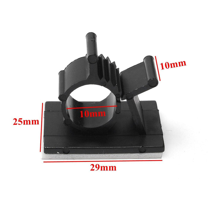 10Pcs Cable Cord Fasteners Holder Adhesive Black Tie Clips Clamp