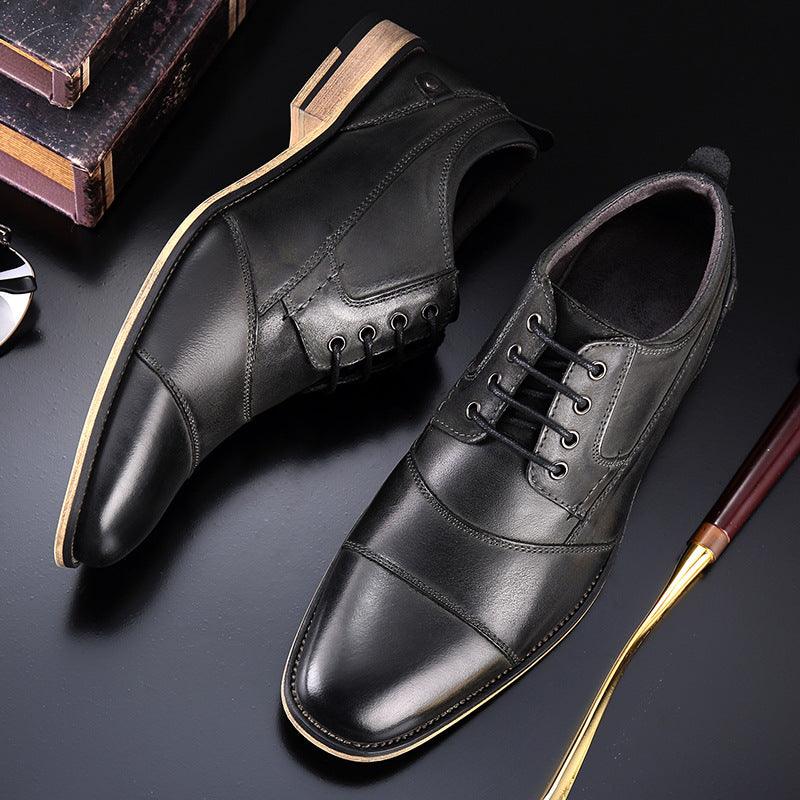 Men's Leather Lace-up Casual Shoes for Everyday Wear