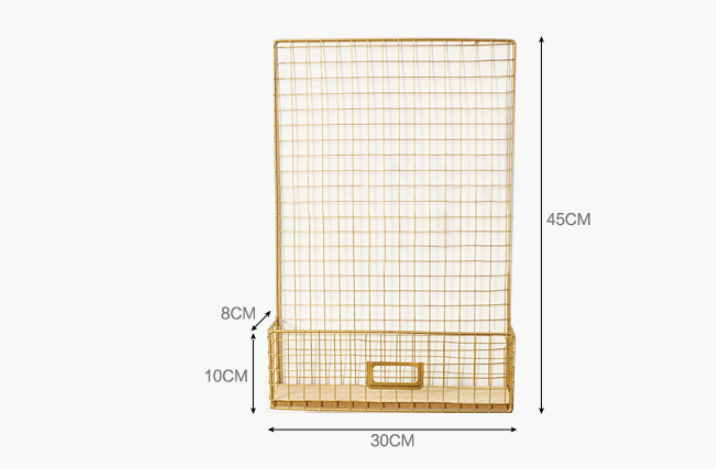 Gold Wall Hanging Storage Rack DIY Iron Mesh Grid Multi-function Photo Display Panel Hanging Home Decorative Shelf Holder - MRSLM