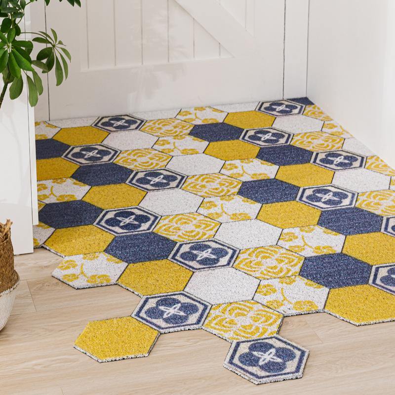 Non-slip Washable Hexagon Printed Custom Cut Doormat Carpet - MRSLM