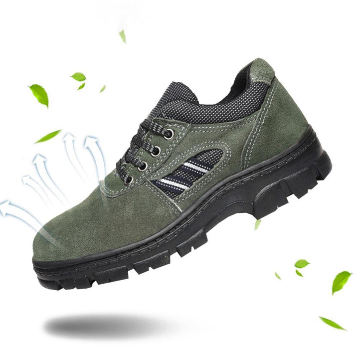 Men Steel Toe Wear Resistant Puncture Proof Outdoor Hiking Leather Sneakers