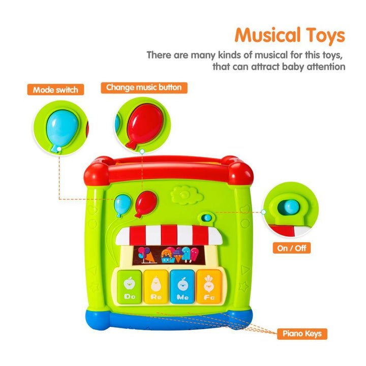 CMontessori Early Education Educational Toy Baby Toy Geometry Shape Pairing Blocks Toys Music Gear Clock Learn basic life skills (Color)