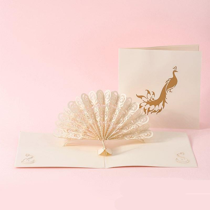 3D Laser Cut Handmade Sakura Kissing Lover Paper Invitation Greeting Card - MRSLM