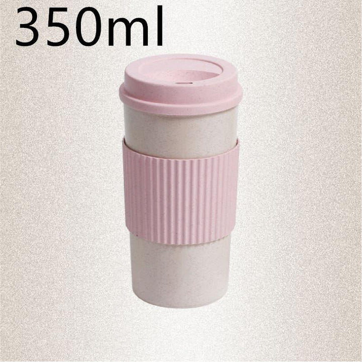 Reusable Coffee Tea Cup Random Color Wheat Straw Mug Coffee Cup with Lid Home Outdoor Water Bottle Travel Insulated Cup - MRSLM