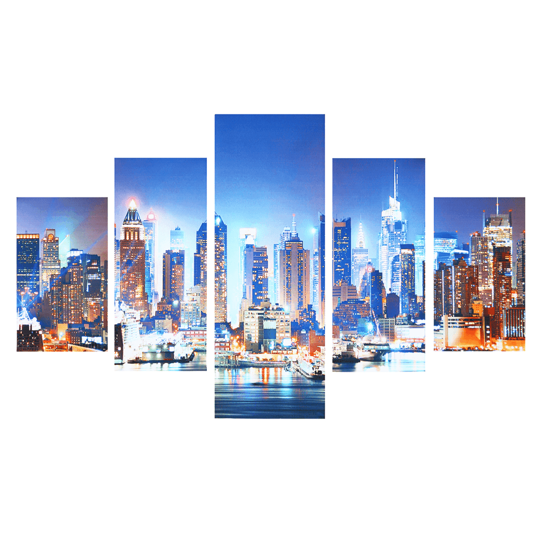 5 Panel New York City Framework Canvas Paintings for Bedroom Living Room Prints - MRSLM