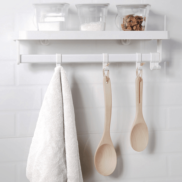 ABS No Drilling Storage Holder Towel Rack Bathroom Organizer Shelf