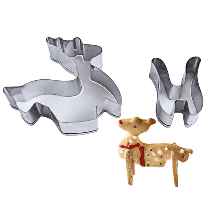 Honana 8PCS 3D Christmas Scenario Cookie Cutter Mold Set Stainless Steel Fondant Cake Mould