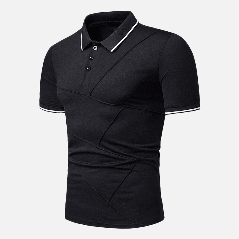 Mens Business Turn-Down Collar Splice Cotton Slim Golf Shirts