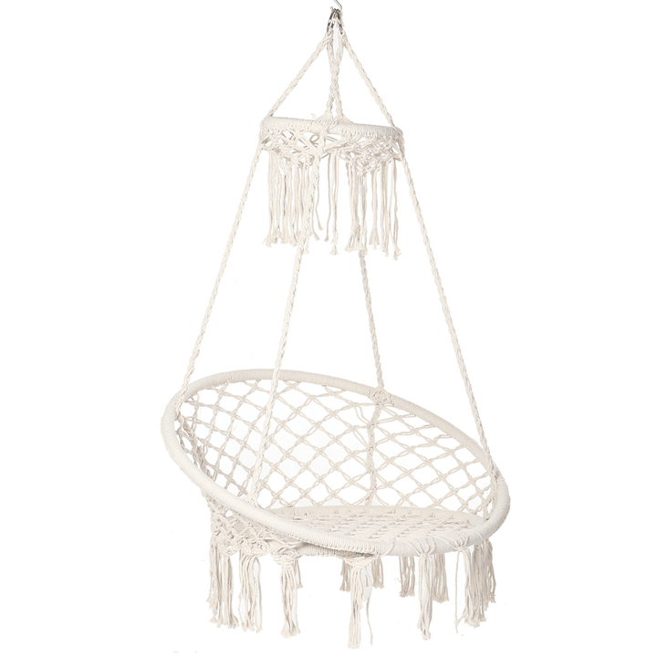 150KG Max Load Classic Hammock Swing Chair Bohemian Style Cotton Rope Hanging Spider Swing for Patio, Yard, Garden Indoor Outdoor