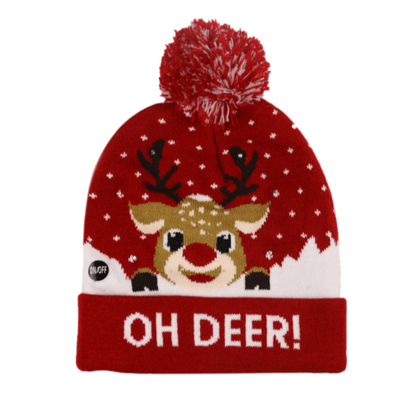 Christmas Snowman Elk Christmas Tree Cuffed Ball Knit Hat - MRSLM