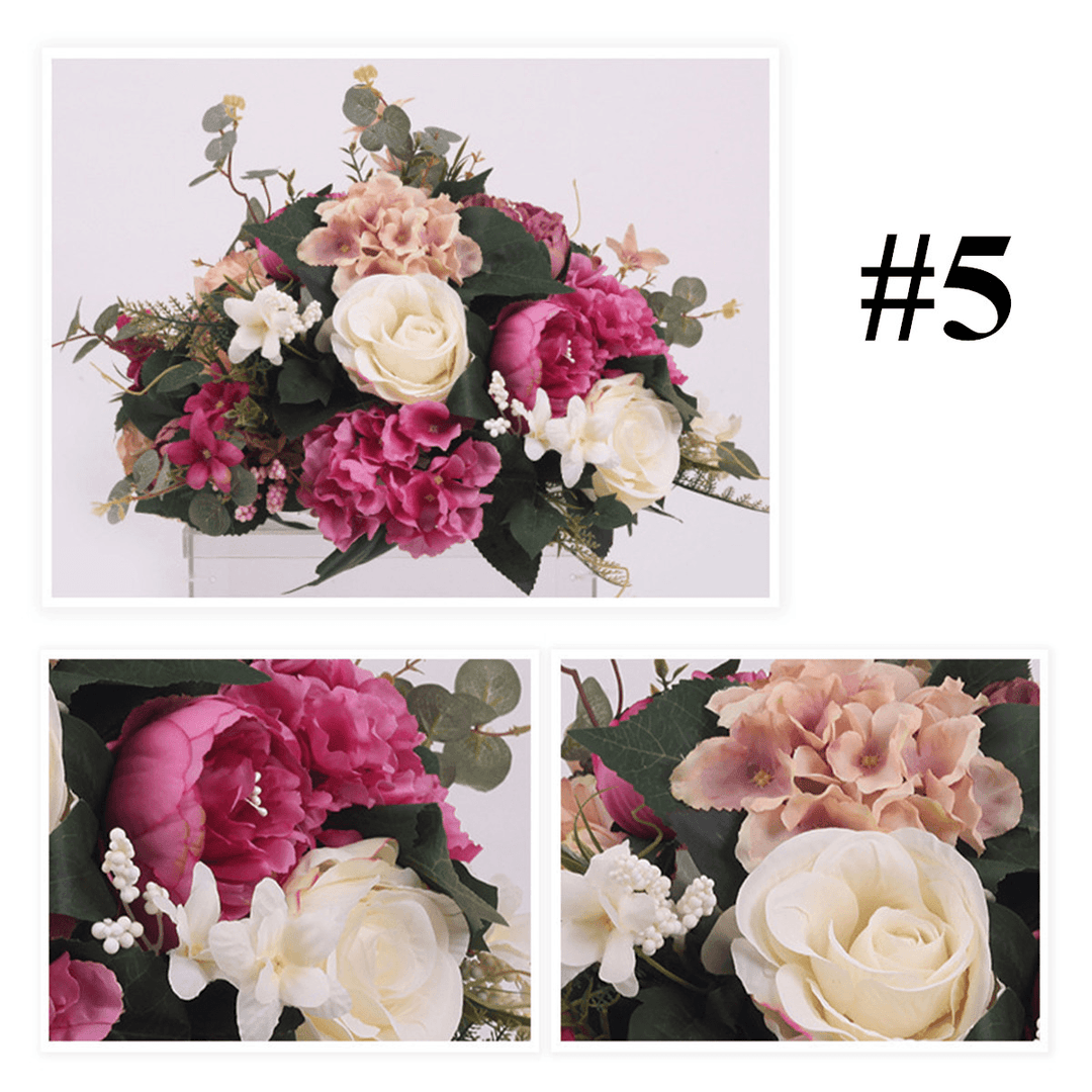 38Cm Silk Rose Peony Artificial Flower T Station Stand Backdrop Wedding Decor Supplies - MRSLM