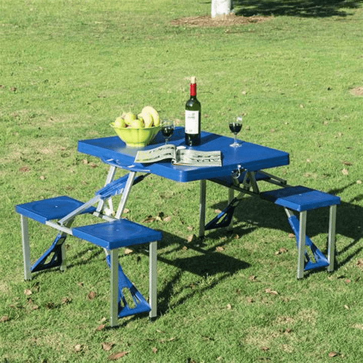 Aluminum Picnic Camping Foldable Table Bench Seat Outdoor Portable Folding 4-Seats