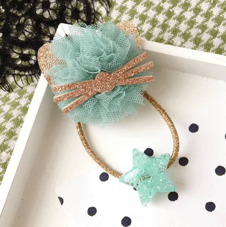 Korean Cat Lace Zircon Dress Hair Accessories Elastic Hair Band for Girls High Quality Rubber Ties - MRSLM