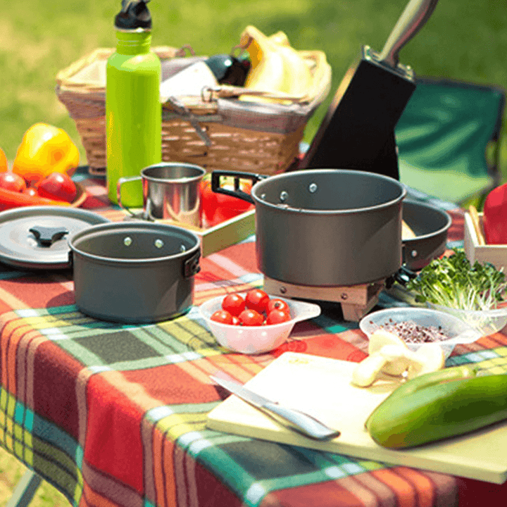 3PCS Camping Pot Cookware Pans Kettle Set Aluminum Alloy Portable Outdoor Camping Fishing Travel