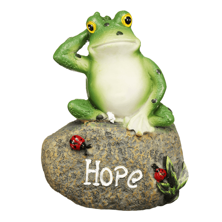 1PC Peace Hope Enjoy Frogs Fairy Garden Statues Art Figurines Outdoor Patio Ornament